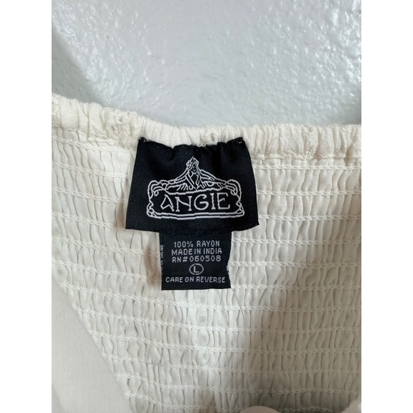 NWT Angie Mini Dress Women Large White Eyelet Flutter Sleeve Sun Dress - Picture 4 of 8